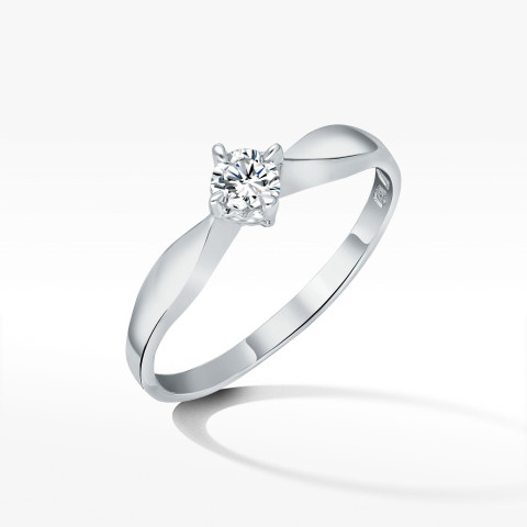 Pierścionek z białego złota z diamentem laboratoryjnym - próba 585 0,15CT PV-091bLAB