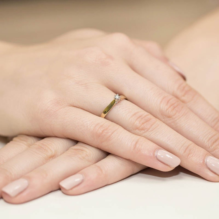 Pierścionek z białego złota z diamentem - próba 585 0,10CT W-222B 0.10ct