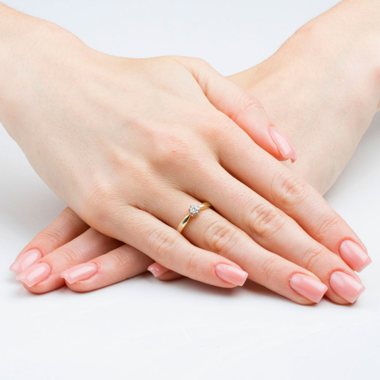 Pierścionek z białego złota z diamentem laboratoryjnym - próba 585 0,15CT PV-061bLAB
