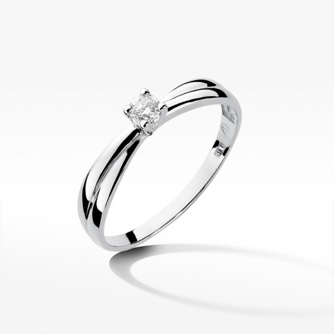 Pierścionek z białego złota z diamentem laboratoryjnym - próba 585 0,10CT W-230bLAB