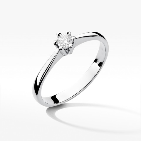 Pierścionek z białego złota z diamentem laboratoryjnym - próba 585 0,15CT W-256bLAB