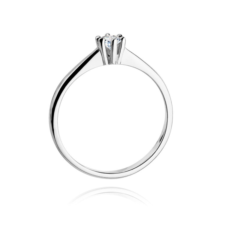 Pierścionek z białego złota z diamentem laboratoryjnym - próba 585 0,15CT W-256bLAB