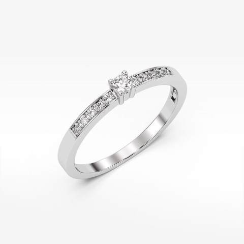 Pierścionek z białego złota z diamentami laboratoryjnymi - próba 585 0,13CT PV-075bLAB