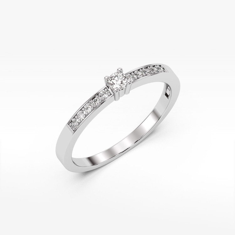 Pierścionek z białego złota z diamentami laboratoryjnymi - próba 585 0,13CT PV-075bLAB