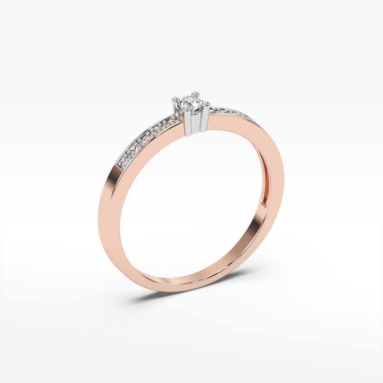 Pierścionek z różowego złota z diamentami laboratoryjnymi - próba 585 0,13CT PV-075cLAB