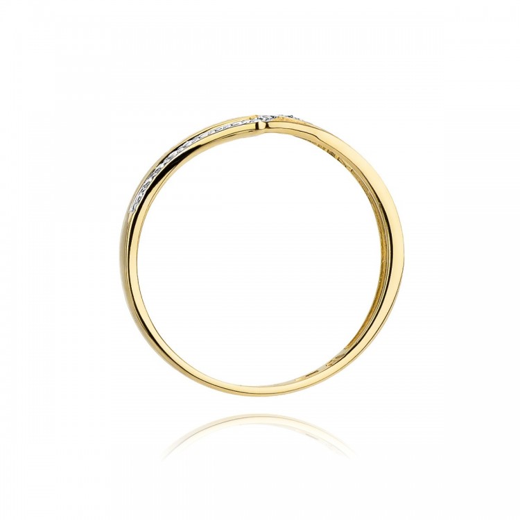Pierścionek z żółtego złota z diamentami  - próba 585 0,03CT W-114A