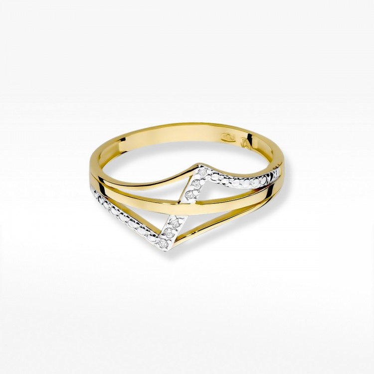 Pierścionek z żółtego złota z diamentami  - próba 585 0,03CT W-114A
