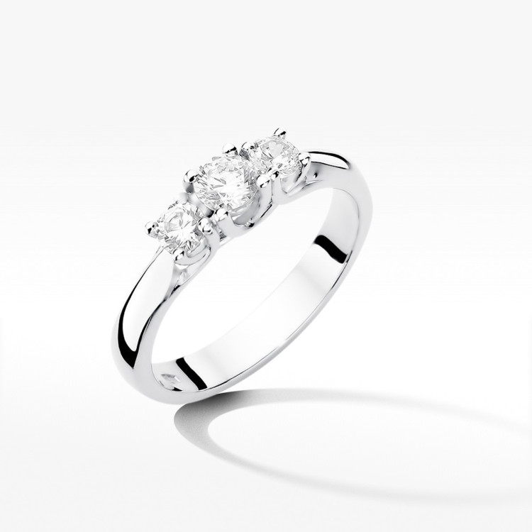 Pierścionek z białego złota z diamentami laboratoryjnymi - próba 585 0,49CT W-344bLAB