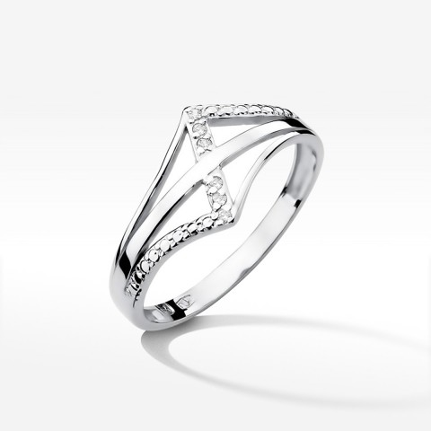 Pierścionek z białego złota z diamentami  - próba 585 0,03CT W-114B