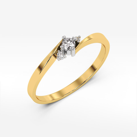 Pierścionek z żółtego złota z diamentami laboratoryjnymi - próba 585 0,12CT PV-205aLAB