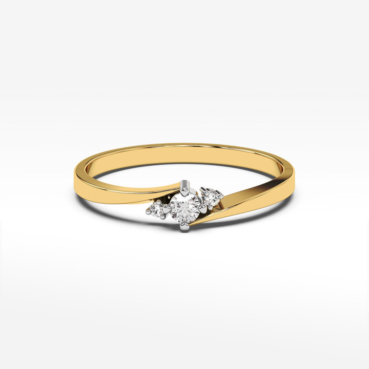 Pierścionek z żółtego złota z diamentami laboratoryjnymi - próba 585 0,12CT PV-205aLAB