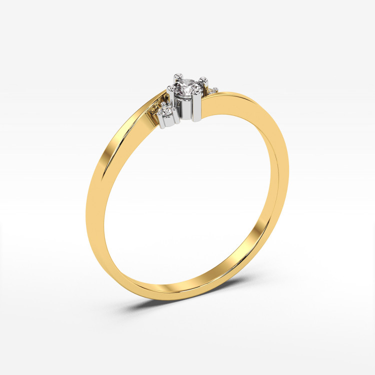 Pierścionek z żółtego złota z diamentami laboratoryjnymi - próba 585 0,12CT PV-205aLAB