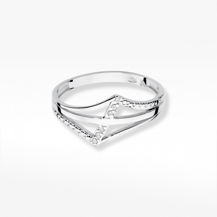 Pierścionek z białego złota z diamentami  - próba 585 0,03CT W-114B
