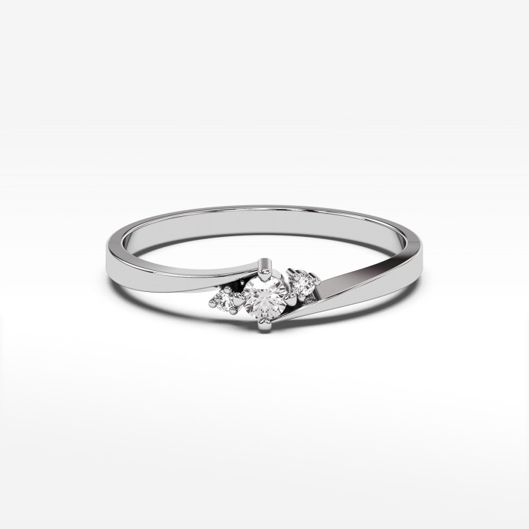 Pierścionek z białego złota z diamentami laboratoryjnymi - próba 585 0,12CT PV-205bLAB
