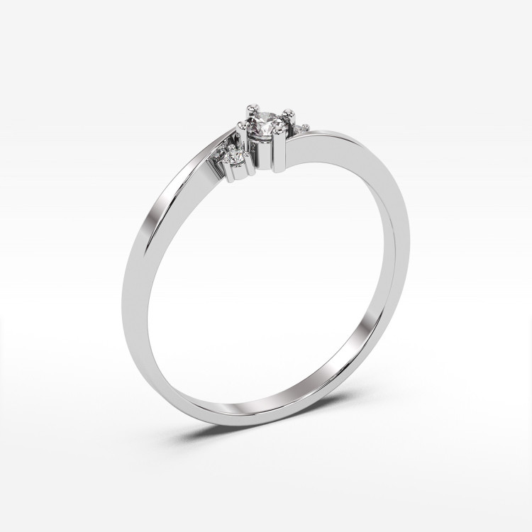 Pierścionek z białego złota z diamentami laboratoryjnymi - próba 585 0,12CT PV-205bLAB