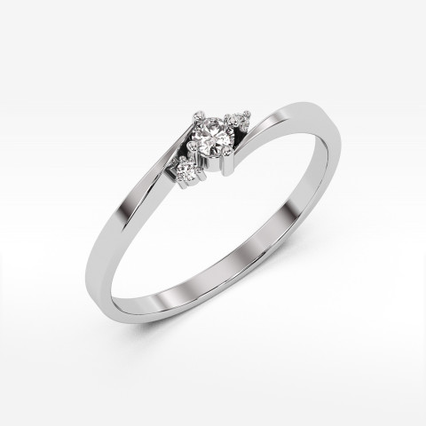 Pierścionek z białego złota z diamentami laboratoryjnymi - próba 585 0,12CT PV-205bLAB
