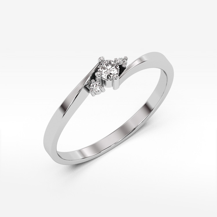Pierścionek z białego złota z diamentami laboratoryjnymi - próba 585 0,12CT PV-205bLAB