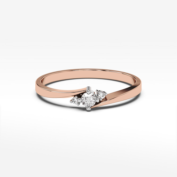 Pierścionek z różowego złota z diamentami laboratoryjnymi - próba 585 0,12CT PV-205cLAB