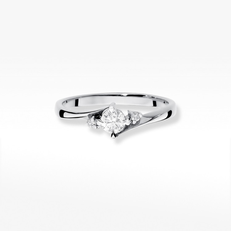 Pierścionek z białego złota z diamentami laboratoryjnymi - próba 585 0,27CT W-346bLAB 0.27ct