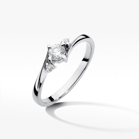 Pierścionek z białego złota z diamentami laboratoryjnymi - próba 585 0,27CT W-346bLAB 0.27ct
