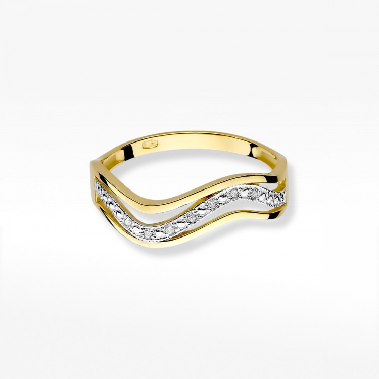 Pierścionek z żółtego złota z diamentami  - próba 585 0,06CT W-116A