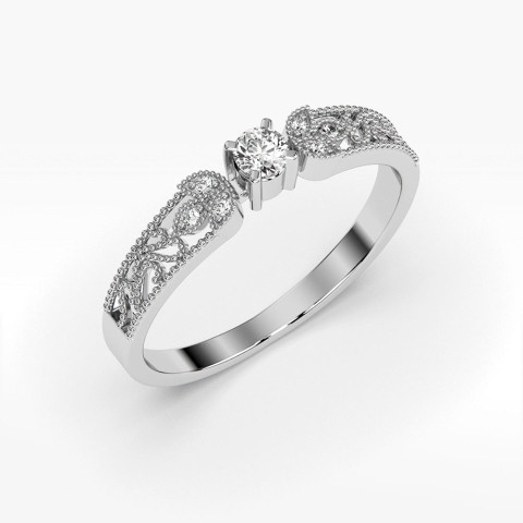 Pierścionek z białego złota z diamentami laboratoryjnymi - próba 585 0,13CT PV-066bLAB