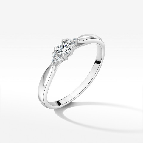 Pierścionek z białego złota z diamentami laboratoryjnymi - próba 585 0,13CT PV-199bLAB