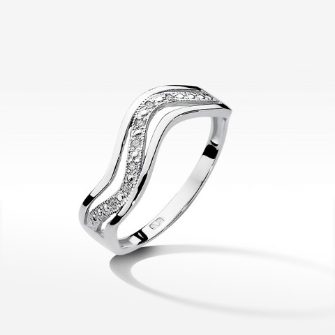 Pierścionek z białego złota z diamentami  - próba 585 0,06CT W-116B