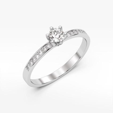 Pierścionek z białego złota z diamentami laboratoryjnymi - próba 585 0,17CT PV-110bLAB