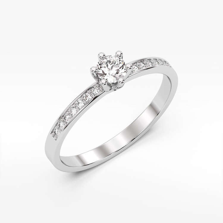 Pierścionek z białego złota z diamentami laboratoryjnymi - próba 585 0,17CT PV-110bLAB