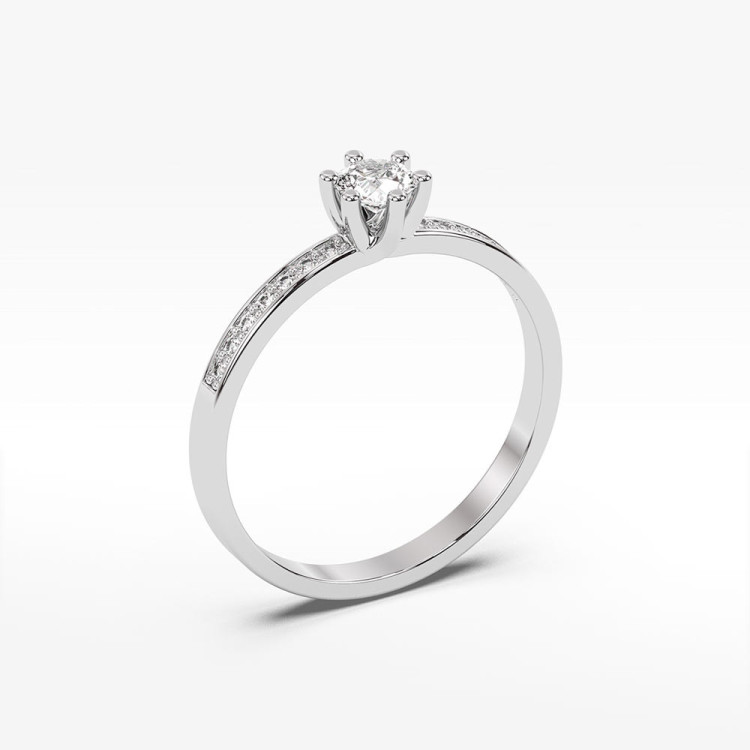 Pierścionek z białego złota z diamentami laboratoryjnymi - próba 585 0,17CT PV-110bLAB