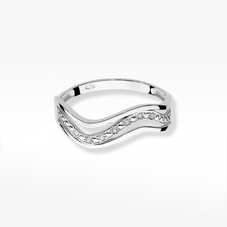 Pierścionek z białego złota z diamentami  - próba 585 0,06CT W-116B
