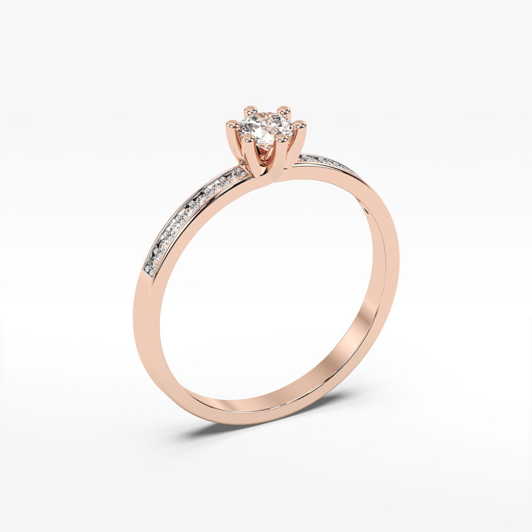 Pierścionek z różowego złota z diamentami laboratoryjnymi - próba 585 0,37CT PV-051cLAB