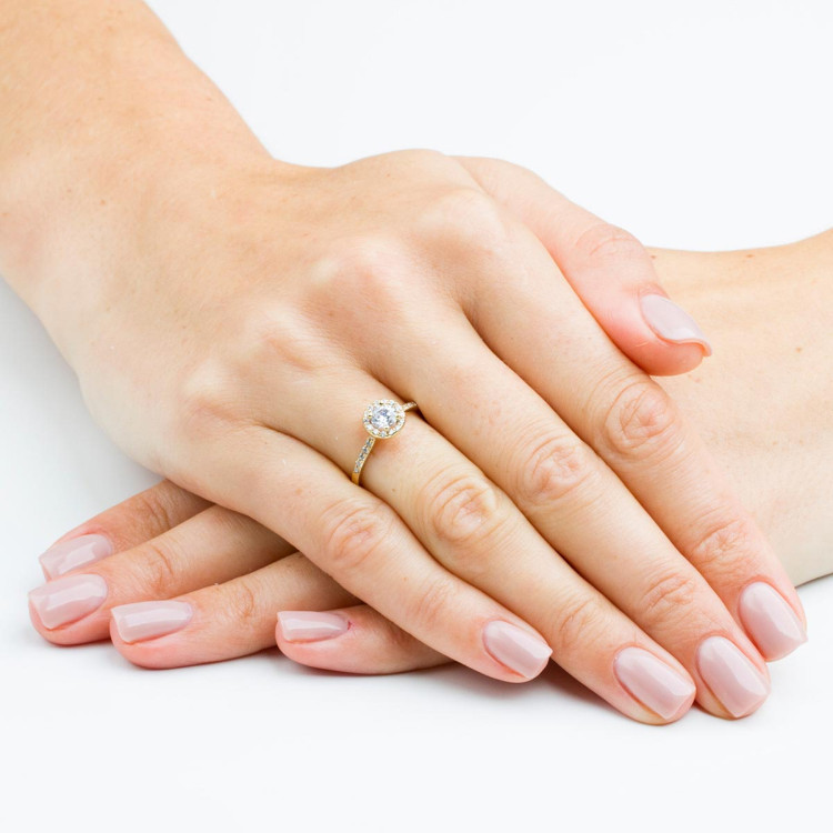 Pierścionek z żółtego złota z diamentami laboratoryjnymi - próba 585 0,74CT PV-289aLAB