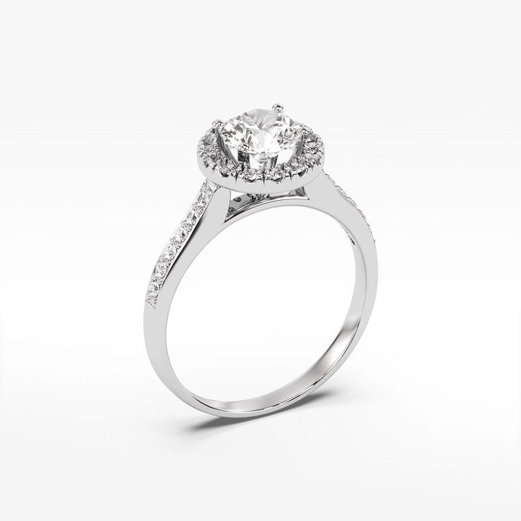 Pierścionek z białego złota z diamentami laboratoryjnymi - próba 585 0,74CT PV-289bLAB