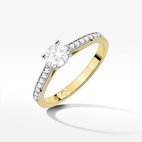 Pierścionek z żółtego złota z diamentami laboratoryjnymi - próba 585 0,62CT W-052aLAB