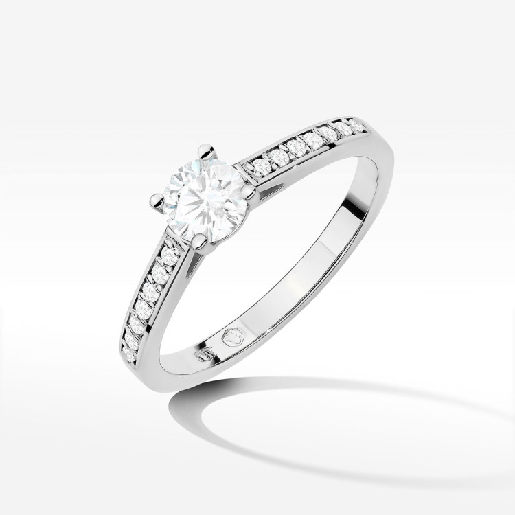 Pierścionek z białego złota z diamentami laboratoryjnymi - próba 585 0,62CT W-052bLAB