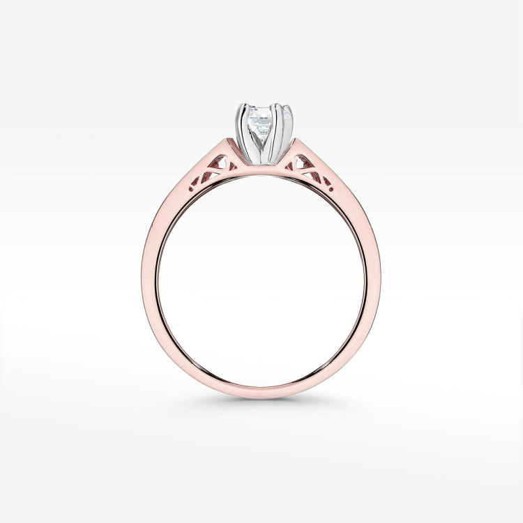 Pierścionek z różowego złota z diamentami laboratoryjnymi - próba 585 0,42CT W-198cLAB
