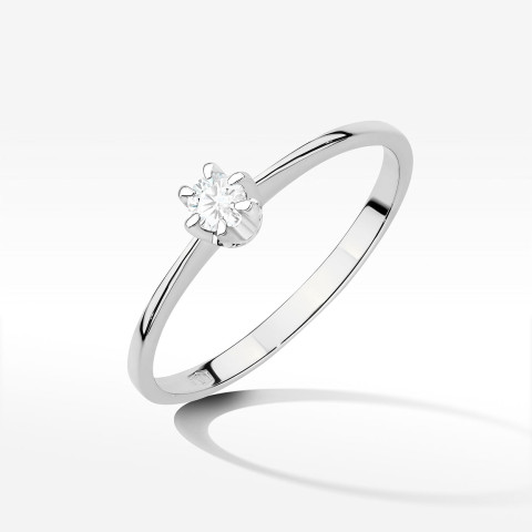 Pierścionek z białego złota z diamentem laboratoryjnym - próba 585 0,10CT W-220bLAB 0.10ct