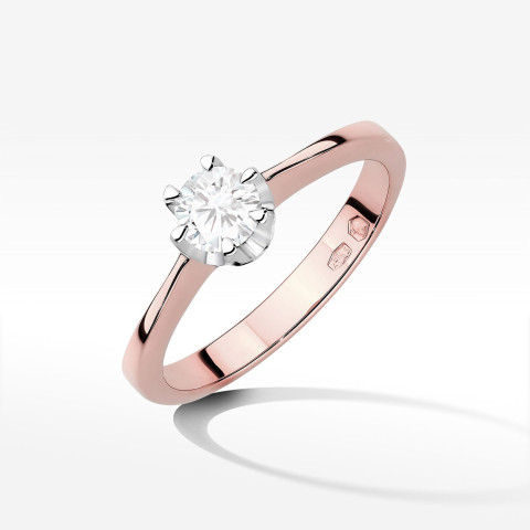 Pierścionek z różowego złota z diamentem laboratoryjnym - próba 585 0,30CT W-220cLAB 0.30ct