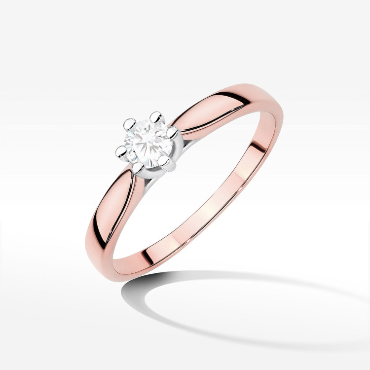 Pierścionek z różowego złota z diamentem laboratoryjnym - próba 585 0,30CT W-222cLAB 0.30ct
