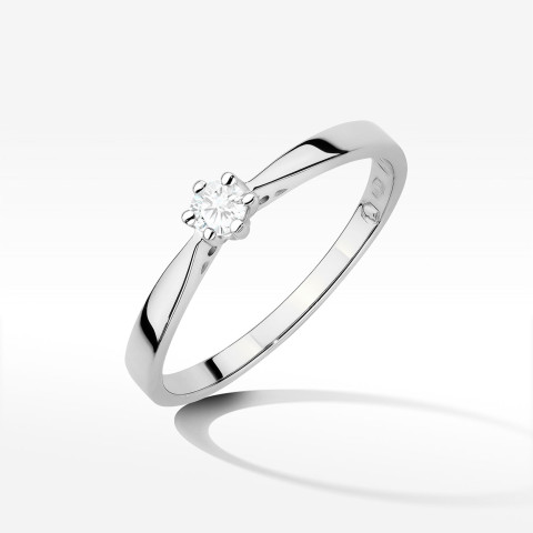 Pierścionek z białego złota z diamentem laboratoryjnym - próba 585 0,10CT W-229bLAB 0.10ct