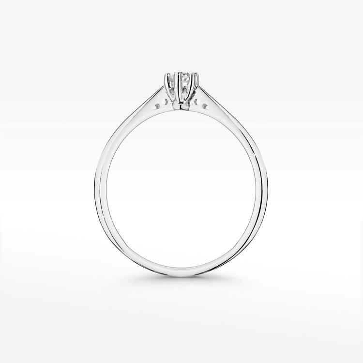Pierścionek z białego złota z diamentem laboratoryjnym - próba 585 0,10CT W-229bLAB 0.10ct