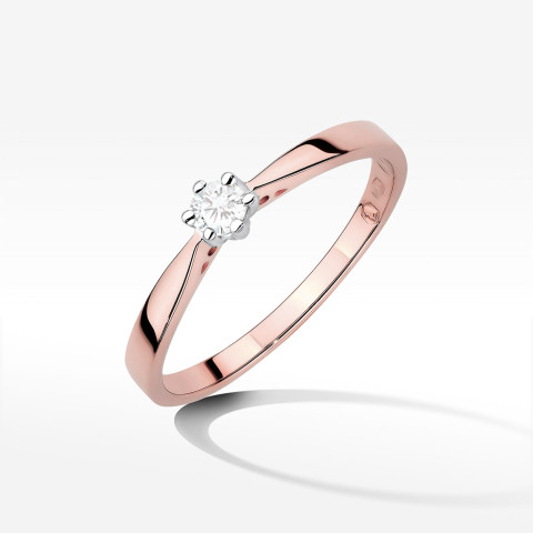 Pierścionek z różowego złota z diamentem laboratoryjnym - próba 585 0,10CT W-229cLAB 0.10ct