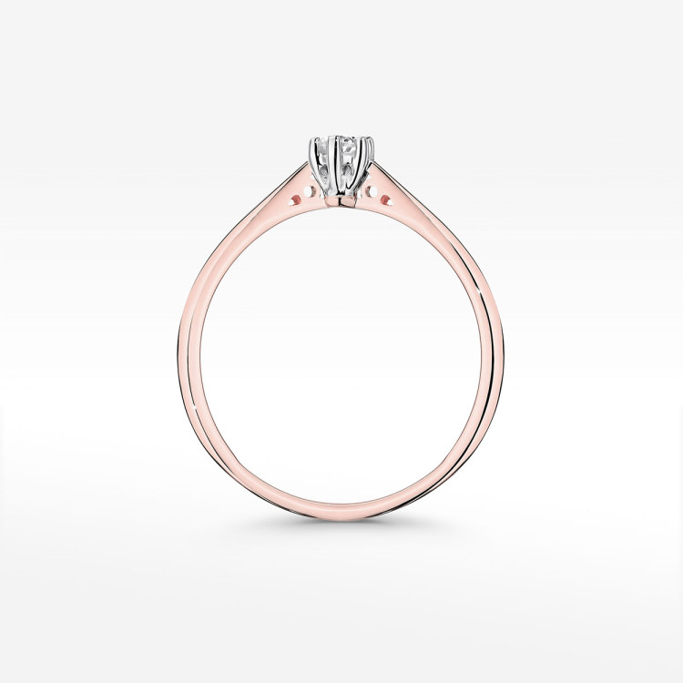 Pierścionek z różowego złota z diamentem laboratoryjnym - próba 585 0,10CT W-229cLAB 0.10ct