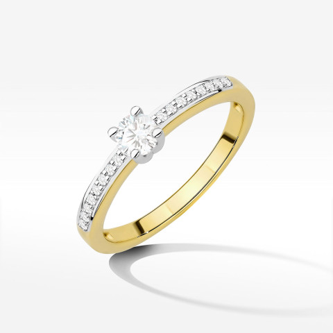 Pierścionek z żółtego złota z diamentami laboratoryjnymi - próba 585 0,28CT W-288aLAB 0.20ct