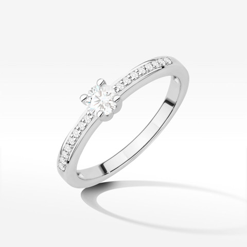 Pierścionek z białego złota z diamentami laboratoryjnymi - próba 585 0,28CT W-288bLAB 0.20ct