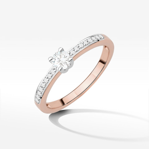 Pierścionek z różowego złota z diamentami laboratoryjnymi - próba 585 0,28CT W-288cLAB 0.20ct