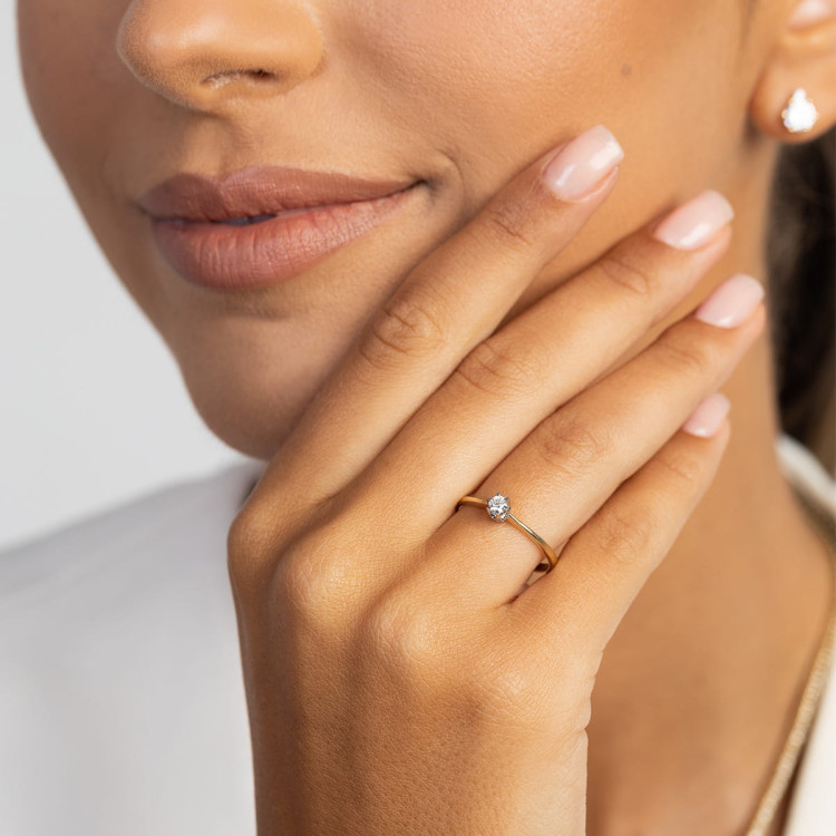 Pierścionek z białego złota z diamentem laboratoryjnym - próba 585 0,10CT W-220bLAB 0.10ct
