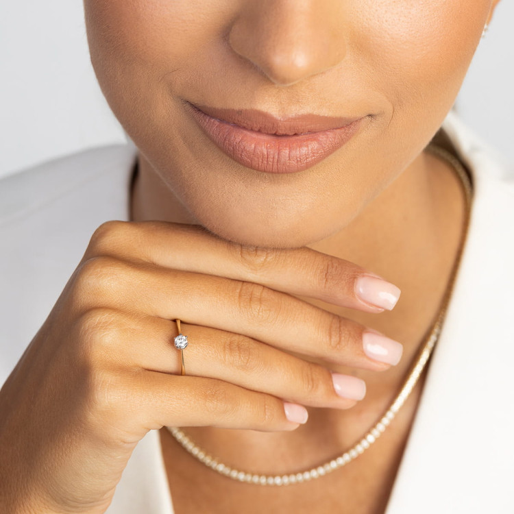 Pierścionek z białego złota z diamentem laboratoryjnym - próba 585 0,20CT W-220bLAB 0.20ct